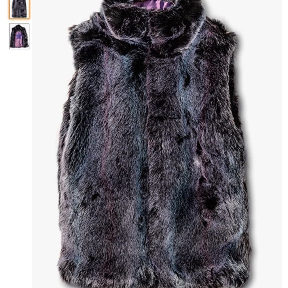 Widgeon American Girls' Faux Fur High Collar Zip Front Vest, Kids Size 5
